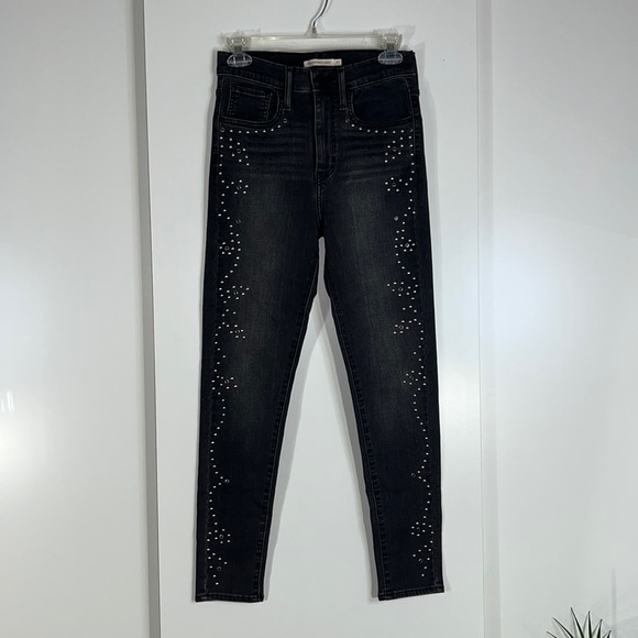 LEVI’S mile high super skinny dark gray studded jeans - Picture 5 of 14
